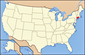 USA map showing location of CT